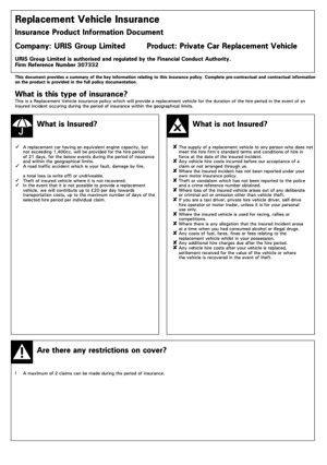 replacement vehicle IPID information