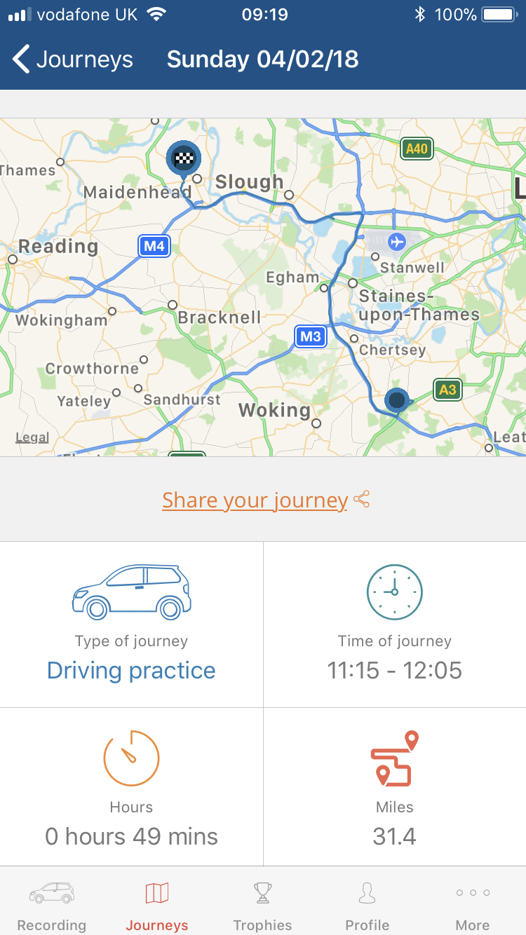 ingenie learner driving app see journeys